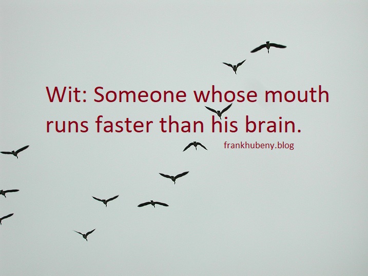 Wit: Someone whose mouth runs faster than his brain.